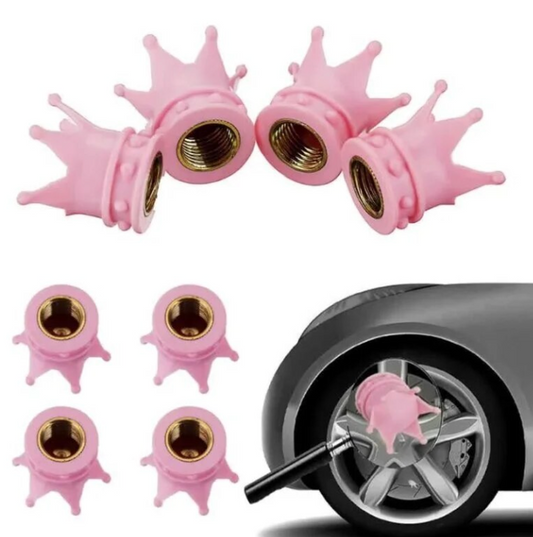 Pink Crown Tyre Caps